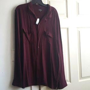 Express New Men's slim burgundy shirt.